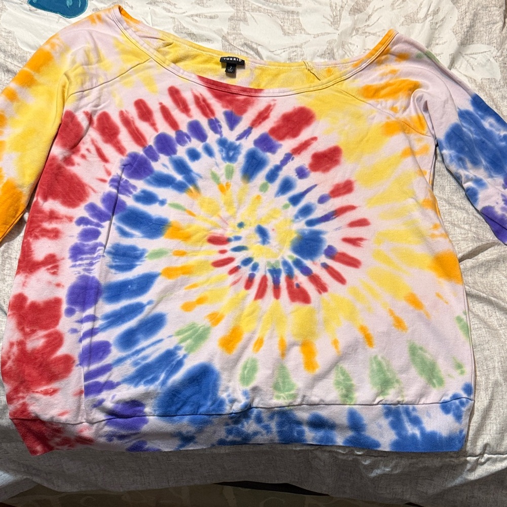 Torrid Tie-Dye Off the Shoulder Sweatshirt - Picture 3 of 6
